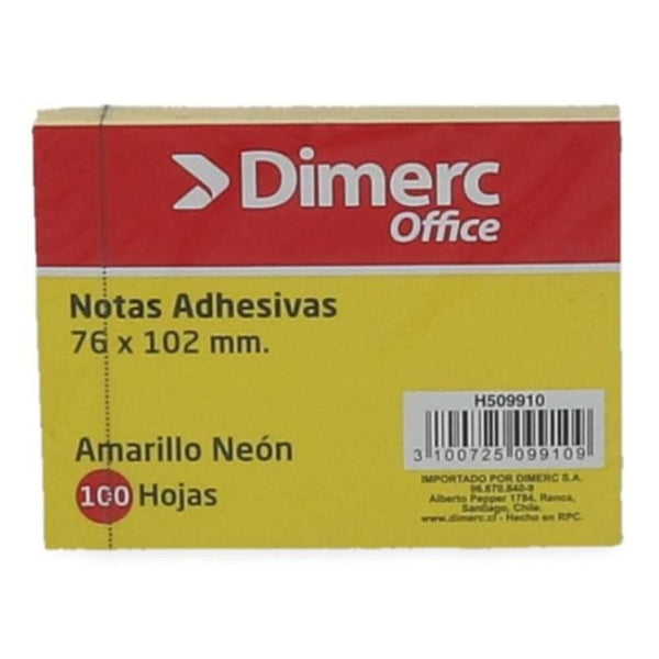 Nota Adhesiva 1 Un X 100 Hojas 7.6 X 10.2 Cm Amarillo 657 Block OFICINA Y LIBRERIA DIMERC 