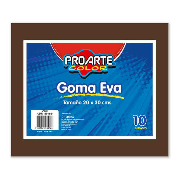 Goma Eva Café 20 X 30 cm 10 Hojas PROARTE Café 