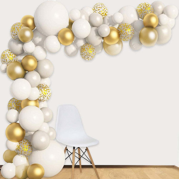 Set Decoracion Blanco-Dorado (110 Globos + Accesorios) BIG PARTY 