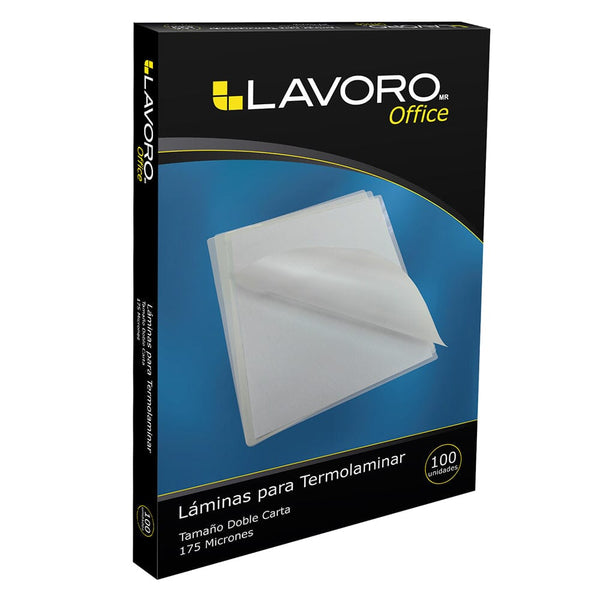 Lamina Termolaminadora 229X445 Mm Doble Carta 175 Micrones 100U OFICINA Y LIBRERIA LAVORO 