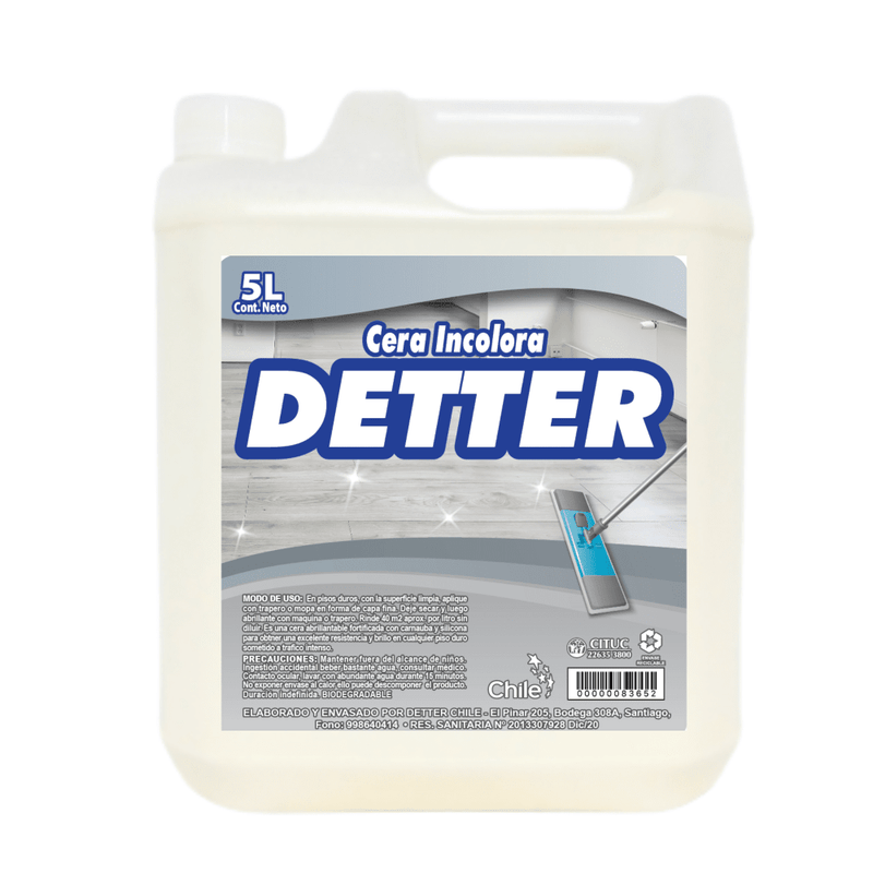 Cera Liquida Piso Plastico 5 Lt Incolora ASEO Y LIMPIEZA DETTER 