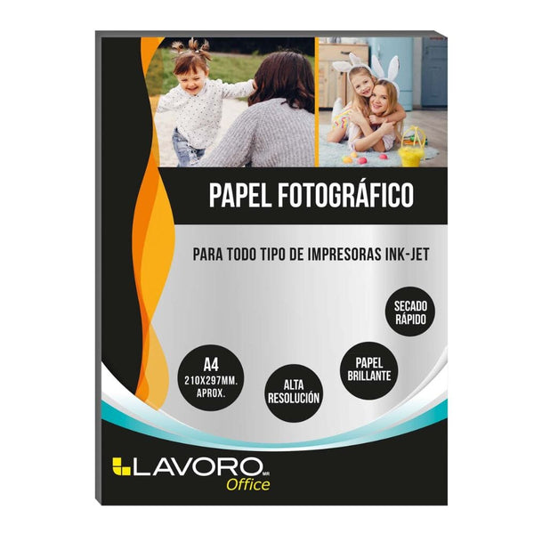 Papel Fotografico Glossy A4 180 Grs 20 Hojas OFICINA Y LIBRERIA LAVORO 