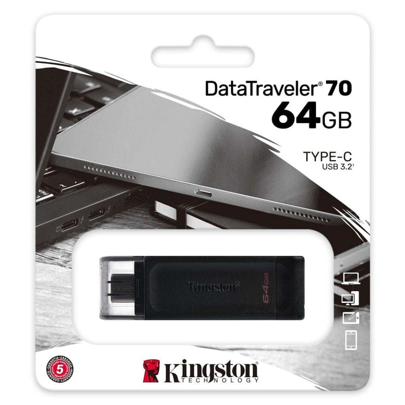 Pendrive Type C 64Gb Usb-C3.2 Negro Dt70 Dt70/64Gb TECNOLOGIA KINGSTON 