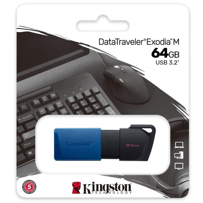 Pendrive Retractil 64Gb Usb 3.2 Negro/Azul Dtxm/64Gb TECNOLOGIA KINGSTON 