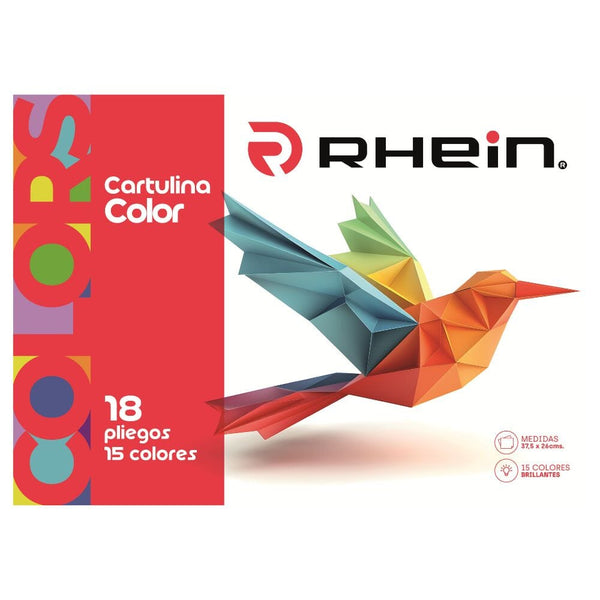 Carpeta Con Papel Cartulina 18 Pliegos 15 Colores OFICINA Y LIBRERIA RHEIN 