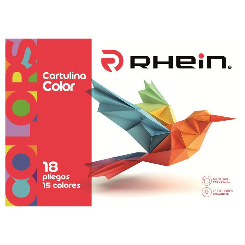 Carpeta Con Papel Cartulina 18 Pliegos 15 Colores OFICINA Y LIBRERIA RHEIN 