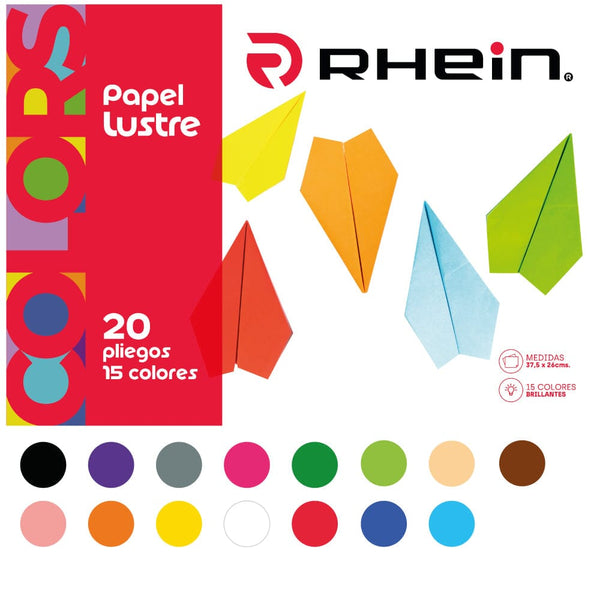 Carpeta Con Papel Lustre 26 X 37.5 Cm 20 Hojas OFICINA Y LIBRERIA RHEIN 
