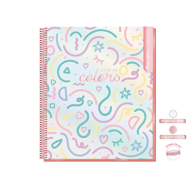 Cuaderno Super Class 1/2 Oficio Pastel 120 Hojas OFICINA Y LIBRERIA RHEIN 