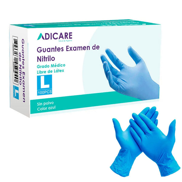 Guante Nitrilo Azul Talla L 100 Un CUIDADO PERSONAL ADICARE 