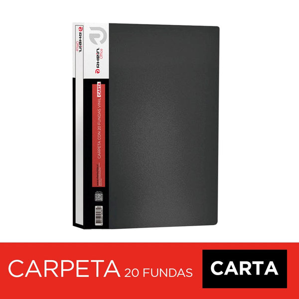 Carpeta Con Fundas Carta/A4 Negra 20 Fundas OFICINA Y LIBRERIA RHEIN 