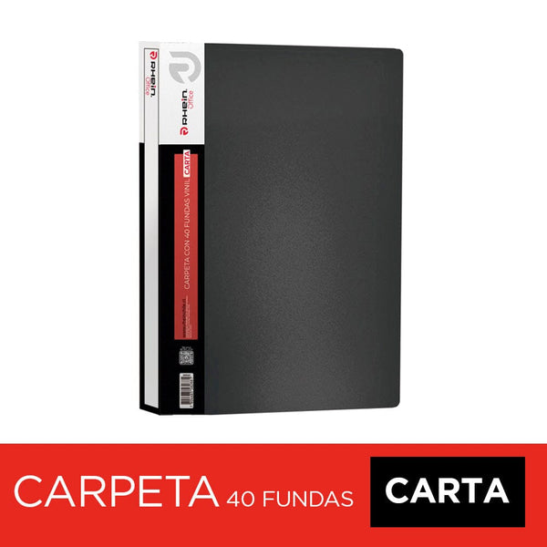 Carpeta Con Fundas Carta/A4 Negra 40 Fundas OFICINA Y LIBRERIA RHEIN 