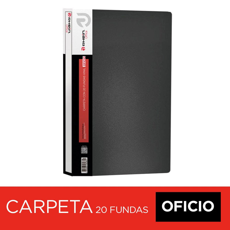 Carpeta Con Fundas Oficio Negra 20 Fundas OFICINA Y LIBRERIA RHEIN 