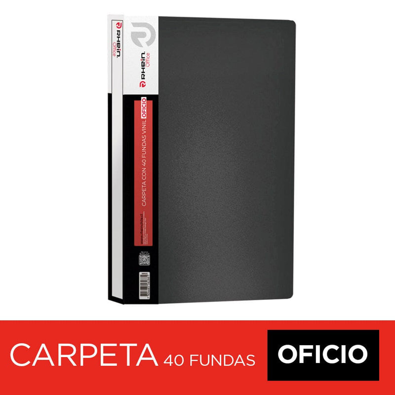 Carpeta Con Fundas Oficio Negra 40 Fundas OFICINA Y LIBRERIA RHEIN 