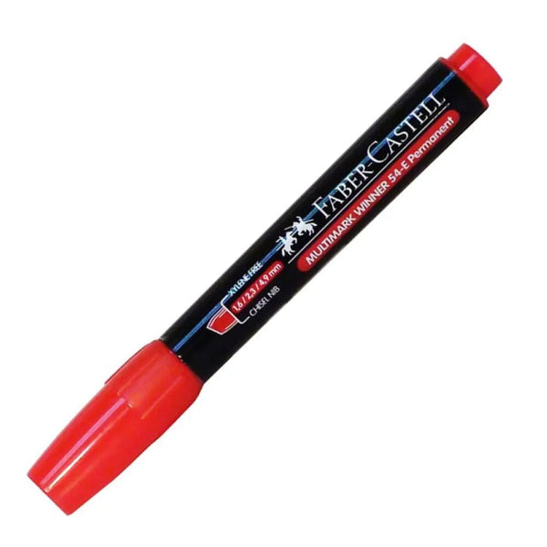 Marcador Permanente Desechable Punta Biselada Rojo N54 OFICINA Y LIBRERIA FABER CASTELL 