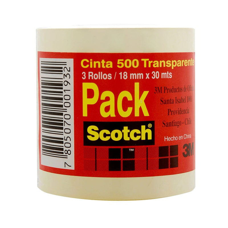 Cinta Adhesiva Transparente 18 Mm 30 Mt Pack De 3 Scotch 500 OFICINA Y LIBRERIA SCOTCH 