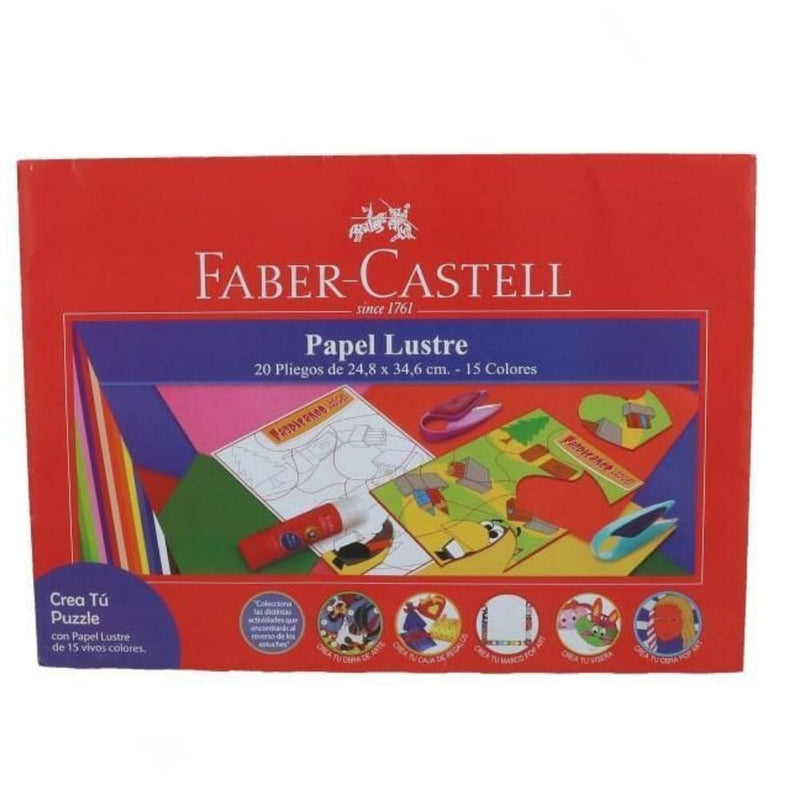 Carpeta Con Papel Lustre 24.8 X 34.6 cm 20 Pliegos 15 Colores OFICINA Y LIBRERIA FABER CASTELL 