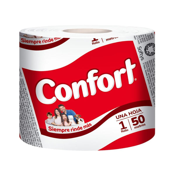 Papel Higiénico Hoja Simple 50 Mt 12 Rollos PAPEL TISSUE CONFORT 