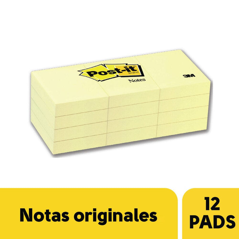 Nota Adhesiva 12 Un X 100 Hojas 3.5 X 4.8 Cm Amarillo 653 OFICINA Y LIBRERIA 3M 