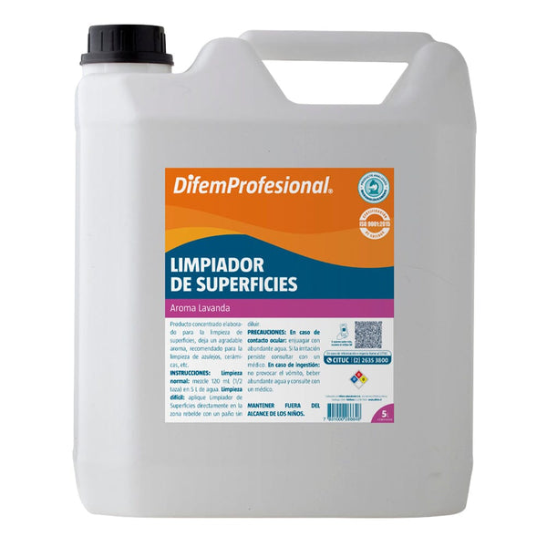 Limpiador Piso 5 Lt Superficie Lavable Lavanda ASEO Y LIMPIEZA DIFEM PROFESIONAL 