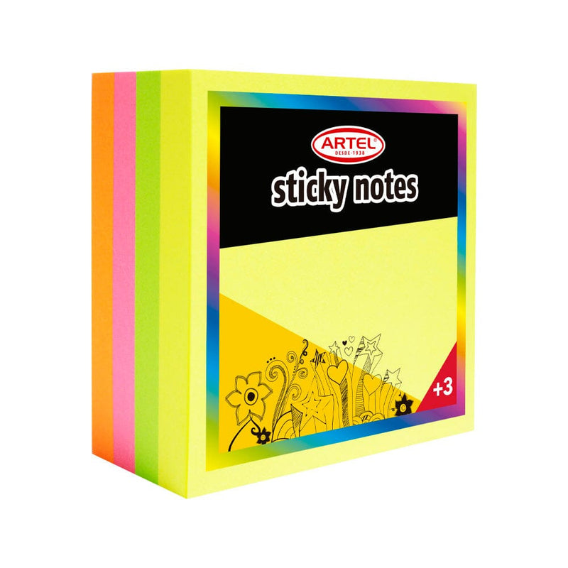 Nota Adhesiva Cubo 4 Colores Surtidos Neón 320 Hojas OFICINA Y LIBRERIA ARTEL 