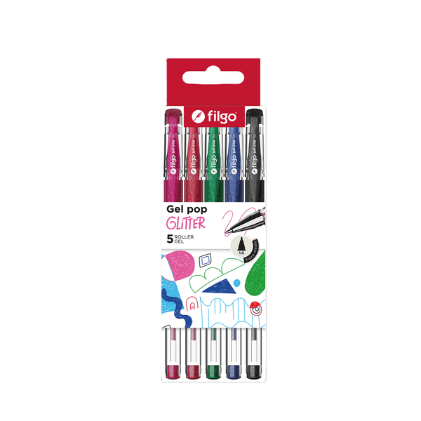 Set Lápiz Gel Pop Glitter 5 Un OFICINA Y LIBRERIA FILGO 