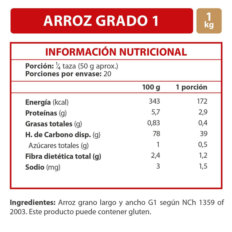 Arroz G1 1 Kg ALIMENTOS IANSA AGRO 