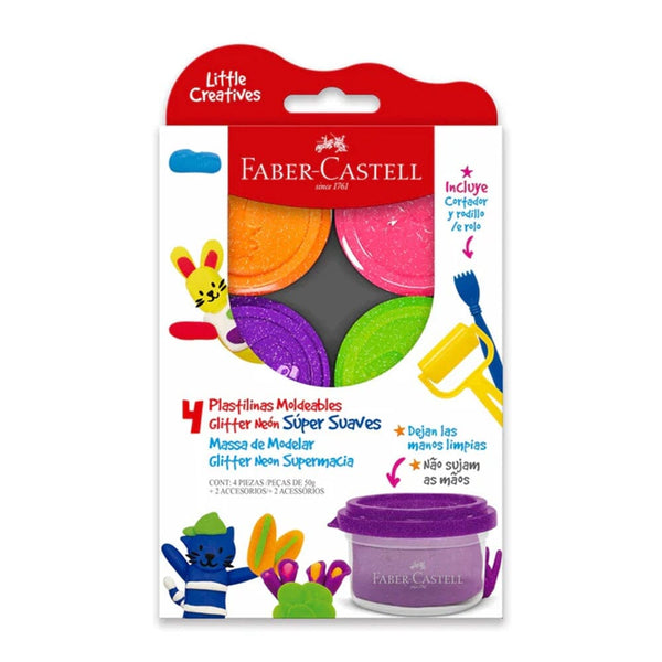 Plastilina Super Suave Glitneon 4 Un 50 Gr OFICINA Y LIBRERIA FABER CASTELL 