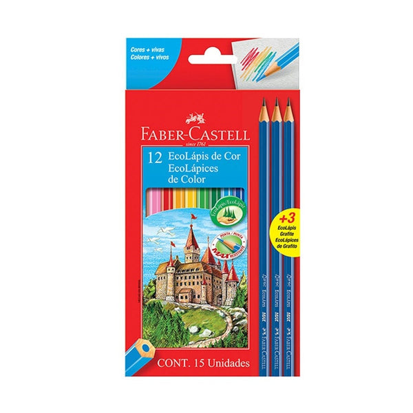 Lapices 12 Colores Hexagonal +3 Grafitos OFICINA Y LIBRERIA FABER CASTELL 