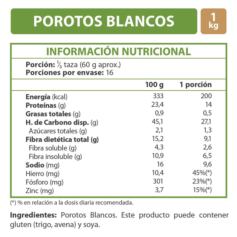 Poroto Blanco 1 Kg ALIMENTOS IANSA AGRO 