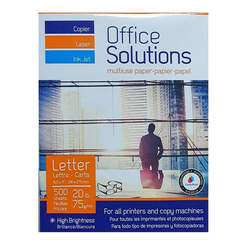 PAPEL FOTOCOPIA MULTIPROPOSITO CARTA 75 GR 500 HOJAS OFICINA Y LIBRERIA OFFICE SOLUTIONS 