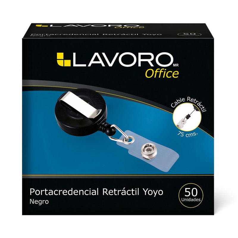 Porta credencial Retráctil Yoyo Negra OFICINA Y LIBRERIA LAVORO 