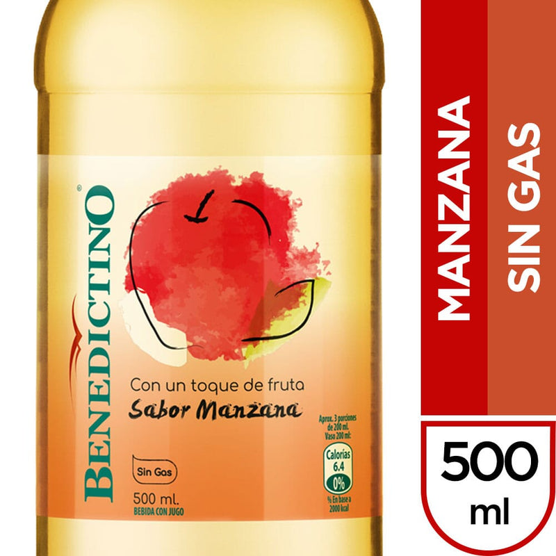 Agua Purificada Manzana Sin Gas 500 Cc BENEDICTINO 