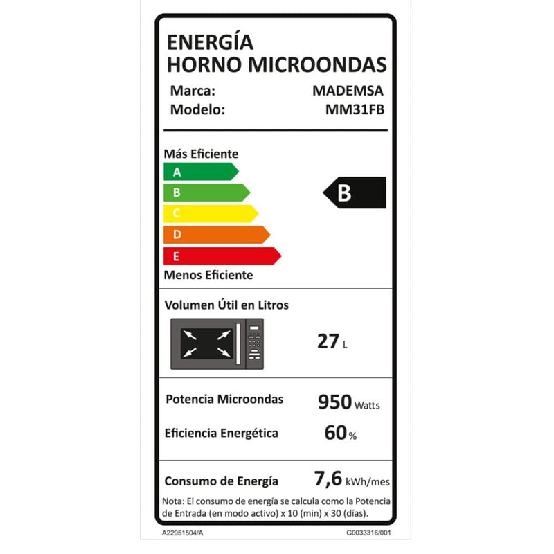 Microondas Mm31Fb 31 Lt HOGAR MADEMSA 