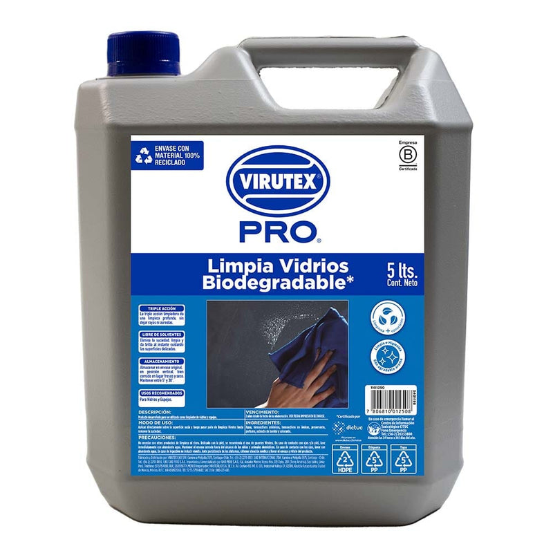 Limpiavidrios Biodegradable Bambú 5 Lt ASEO Y LIMPIEZA VIRUTEX PRO 