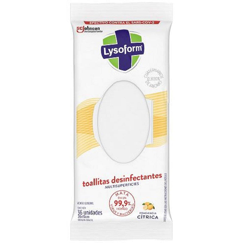 Toallitas Desinfectantes Citrus 36 Unidades LYSOFORM 