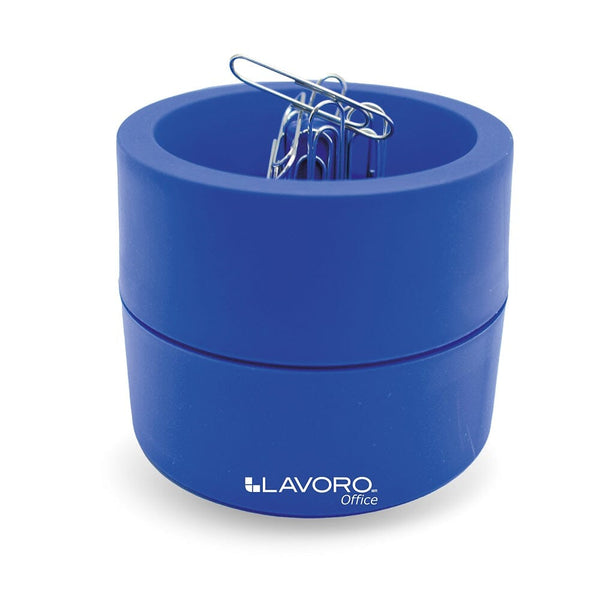 Porta Clips Plastico Redondo Magnetico Azul LAVORO 