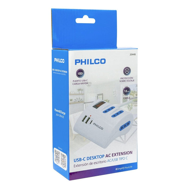 Alargador Multiple 3 + 2Xusb/1Xusbc Blanco PHILCO 