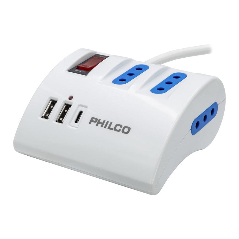 Alargador Multiple 3 + 2Xusb/1Xusbc Blanco PHILCO 