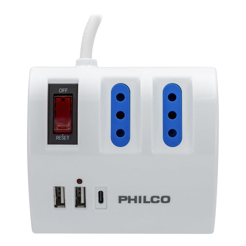 Alargador Multiple 3 + 2Xusb/1Xusbc Blanco PHILCO 