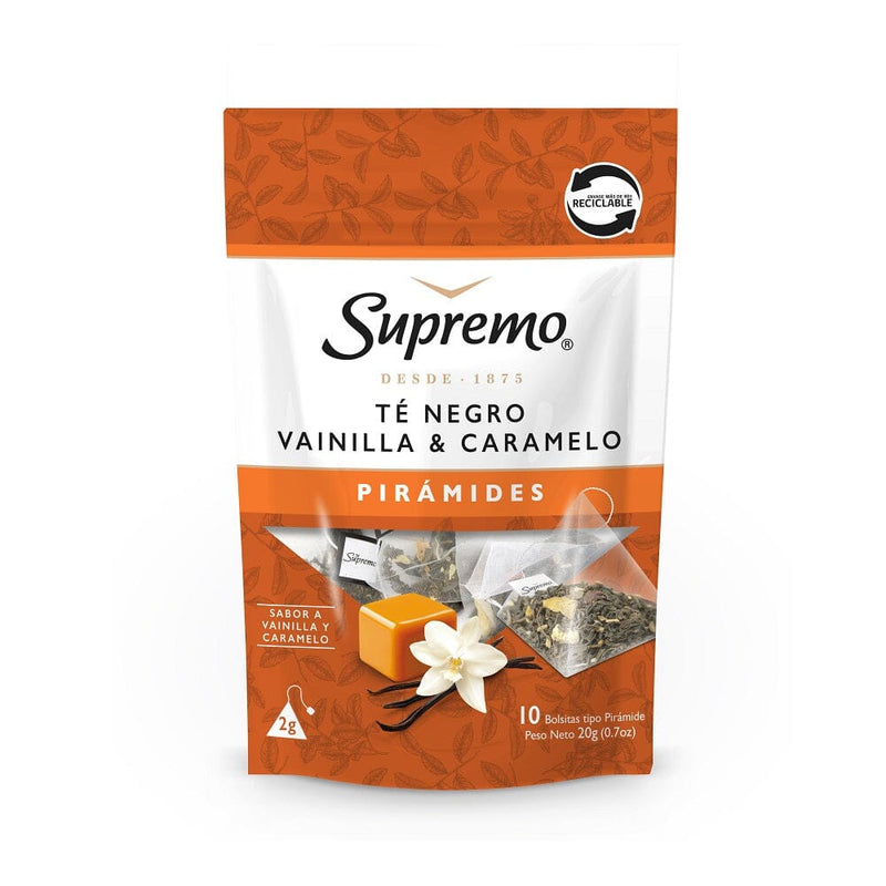 Té Pirámide Negro Vainilla Caramelo 10 Bolsas SUPREMO 