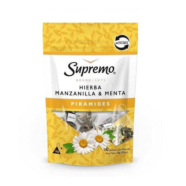 Té Pirámide Manzanilla Menta 10 Bolsas SUPREMO 