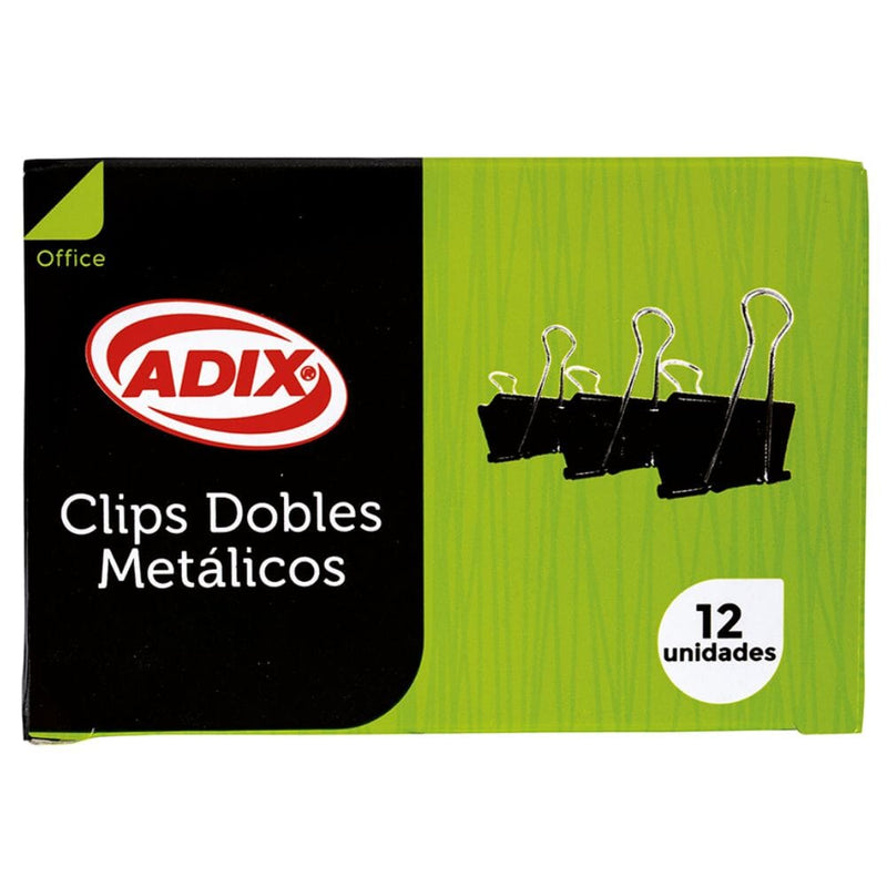 Doble Clip 19 mm Negro 12 Un OFICINA Y LIBRERIA ADIX 