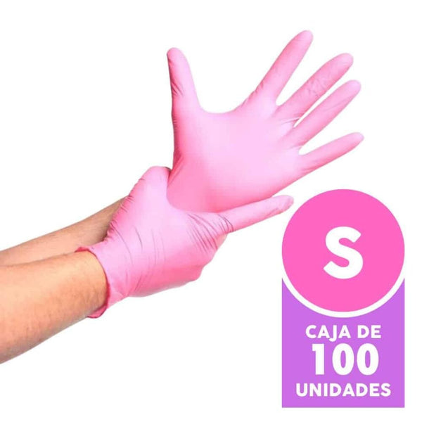 Guante Nitrilo Rosado Talla S 100 Un CUIDADO PERSONAL SMART 