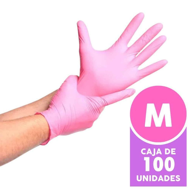 Guante Nitrilo Rosado Talla M 100 Un CUIDADO PERSONAL SMART 