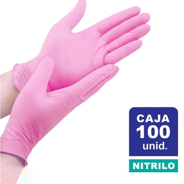 Guante Nitrilo Rosado Talla L 100 Un CUIDADO PERSONAL SMART 