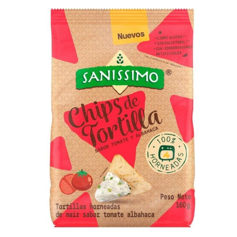 Chips Tortilla Sabor Tomate Albahaca Horneadas 160 Gr ALIMENTOS SANISSIMO 