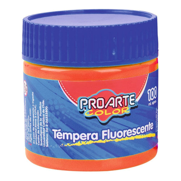 Tempera Fluorescente Naranjo Frasco 100 ml OFICINA Y LIBRERIA PROARTE 