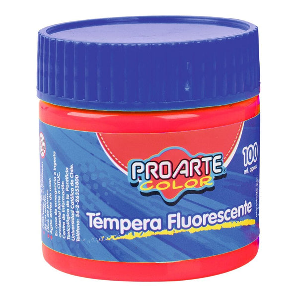 Tempera Fluorescente Rojo Frasco 100 ml OFICINA Y LIBRERIA PROARTE 