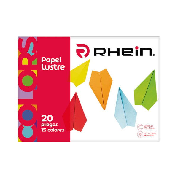 Carpeta Con Papel Lustre 15 Colores 20 Pliegos OFICINA Y LIBRERIA RHEIN 