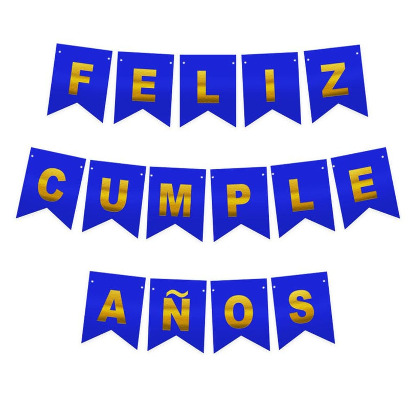 Guirnalda Feliz Cumpleaños Azul/Dorado 3 Mt COTILLON FECO 